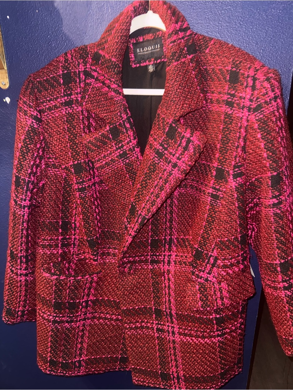 Eloquii Pink Plaid Tweed Blazer Jacket
